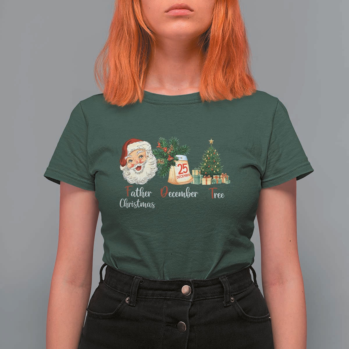 Funny Political Christmas T Shirt For Women Father Christmas December Tree - Wonder Print Shop