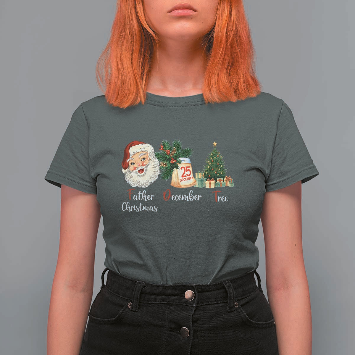 Funny Political Christmas T Shirt For Women Father Christmas December Tree - Wonder Print Shop