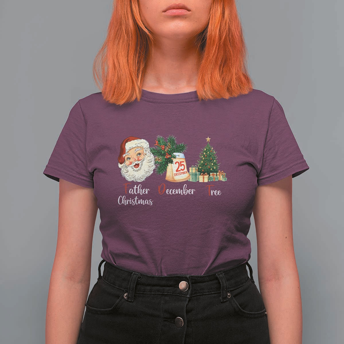 Funny Political Christmas T Shirt For Women Father Christmas December Tree - Wonder Print Shop