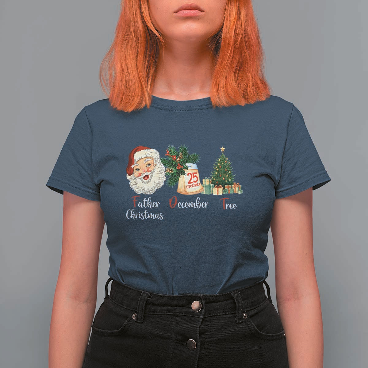 Funny Political Christmas T Shirt For Women Father Christmas December Tree - Wonder Print Shop