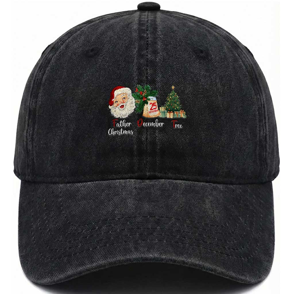 Funny Political Christmas Washed Cotton Baseball Cap Father Christmas December Tree