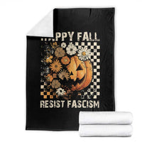 Happy Fall Resist Fascism Throw Blanket Halloween Fall Pumpkin - Wonder Print Shop