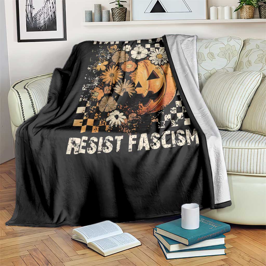 Happy Fall Resist Fascism Throw Blanket Halloween Fall Pumpkin - Wonder Print Shop