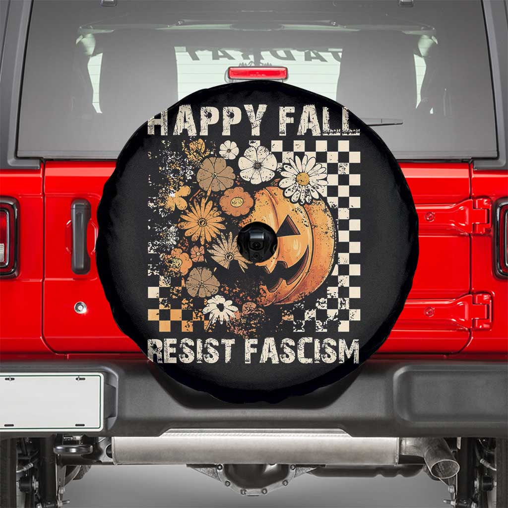 Happy Fall Resist Fascism Spare Tire Cover Halloween Fall Pumpkin - Wonder Print Shop