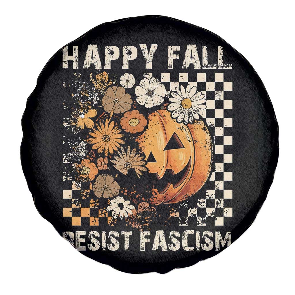 Happy Fall Resist Fascism Spare Tire Cover Halloween Fall Pumpkin - Wonder Print Shop