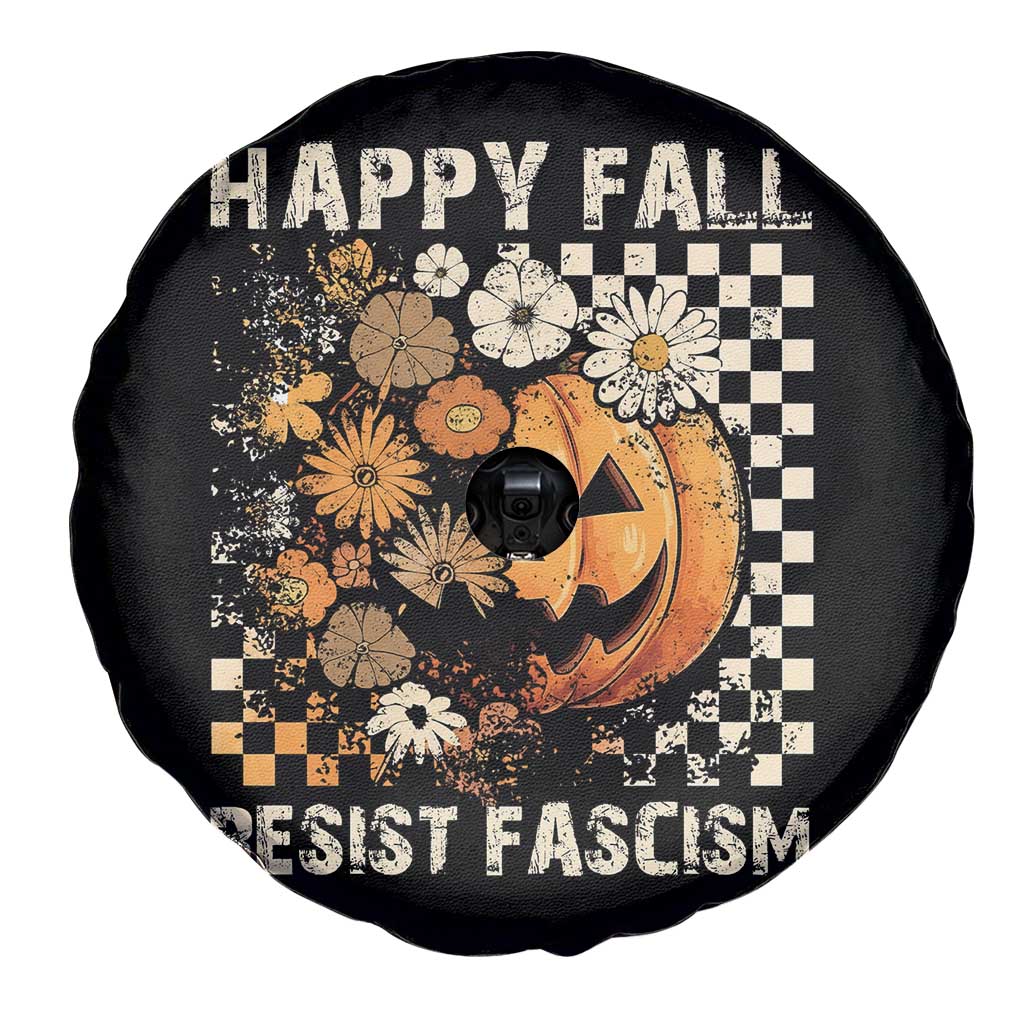 Happy Fall Resist Fascism Spare Tire Cover Halloween Fall Pumpkin - Wonder Print Shop