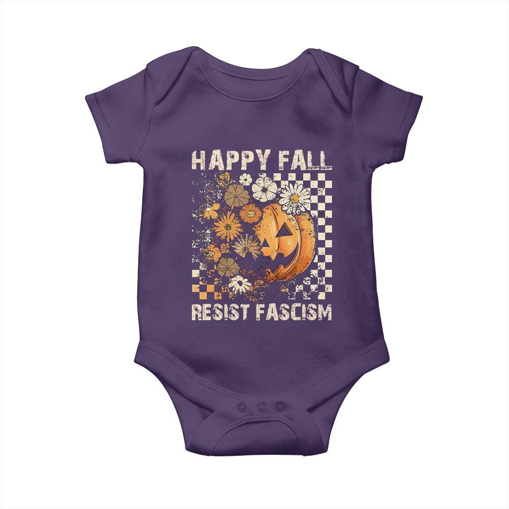 Happy Fall Resist Fascism Baby Onesie Halloween Fall Pumpkin - Wonder Print Shop