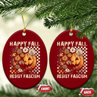 Happy Fall Resist Fascism Ceramic Ornament Halloween Fall Pumpkin - Wonder Print Shop