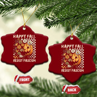 Happy Fall Resist Fascism Ceramic Ornament Halloween Fall Pumpkin - Wonder Print Shop