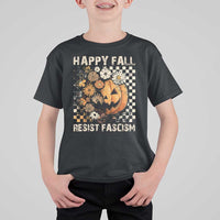 Happy Fall Resist Fascism T Shirt For Kid Halloween Fall Pumpkin - Wonder Print Shop