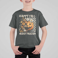 Happy Fall Resist Fascism T Shirt For Kid Halloween Fall Pumpkin - Wonder Print Shop