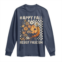 Happy Fall Resist Fascism Long Sleeve Shirt Halloween Fall Pumpkin - Wonder Print Shop
