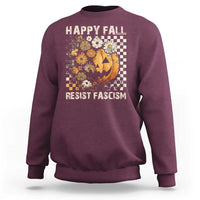 Happy Fall Resist Fascism Sweatshirt Halloween Fall Pumpkin - Wonder Print Shop