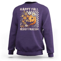Happy Fall Resist Fascism Sweatshirt Halloween Fall Pumpkin - Wonder Print Shop