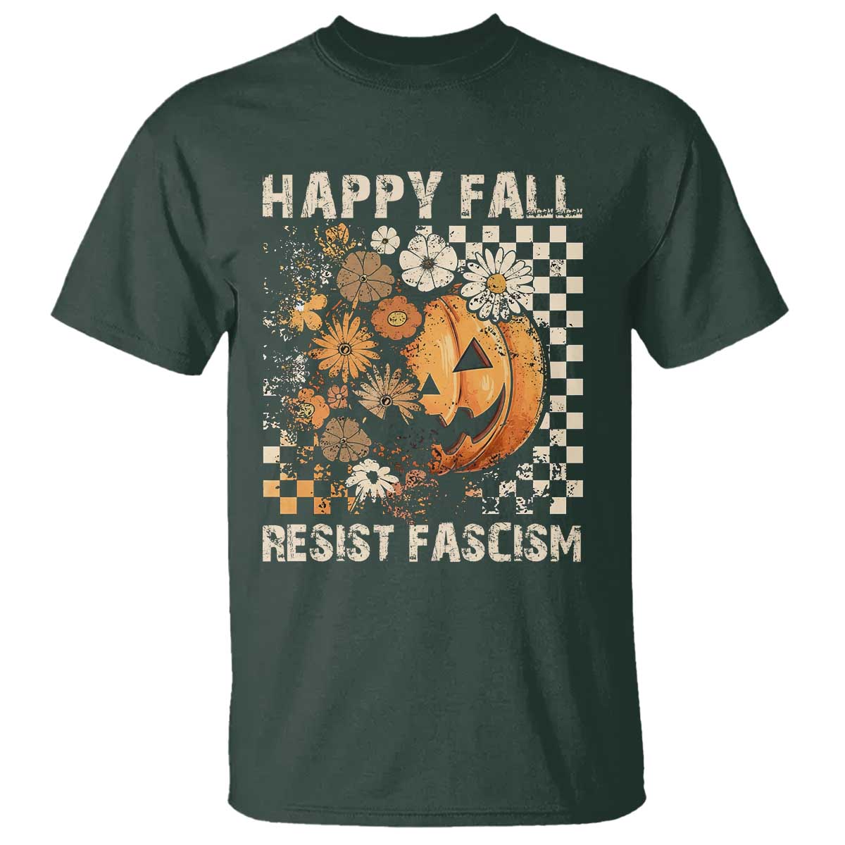 Happy Fall Resist Fascism T Shirt Halloween Fall Pumpkin - Wonder Print Shop