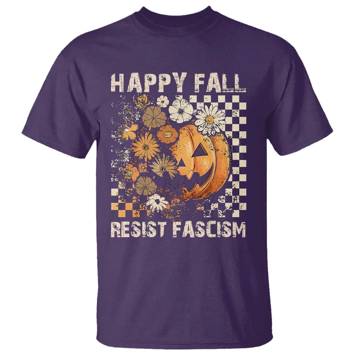 Happy Fall Resist Fascism T Shirt Halloween Fall Pumpkin - Wonder Print Shop