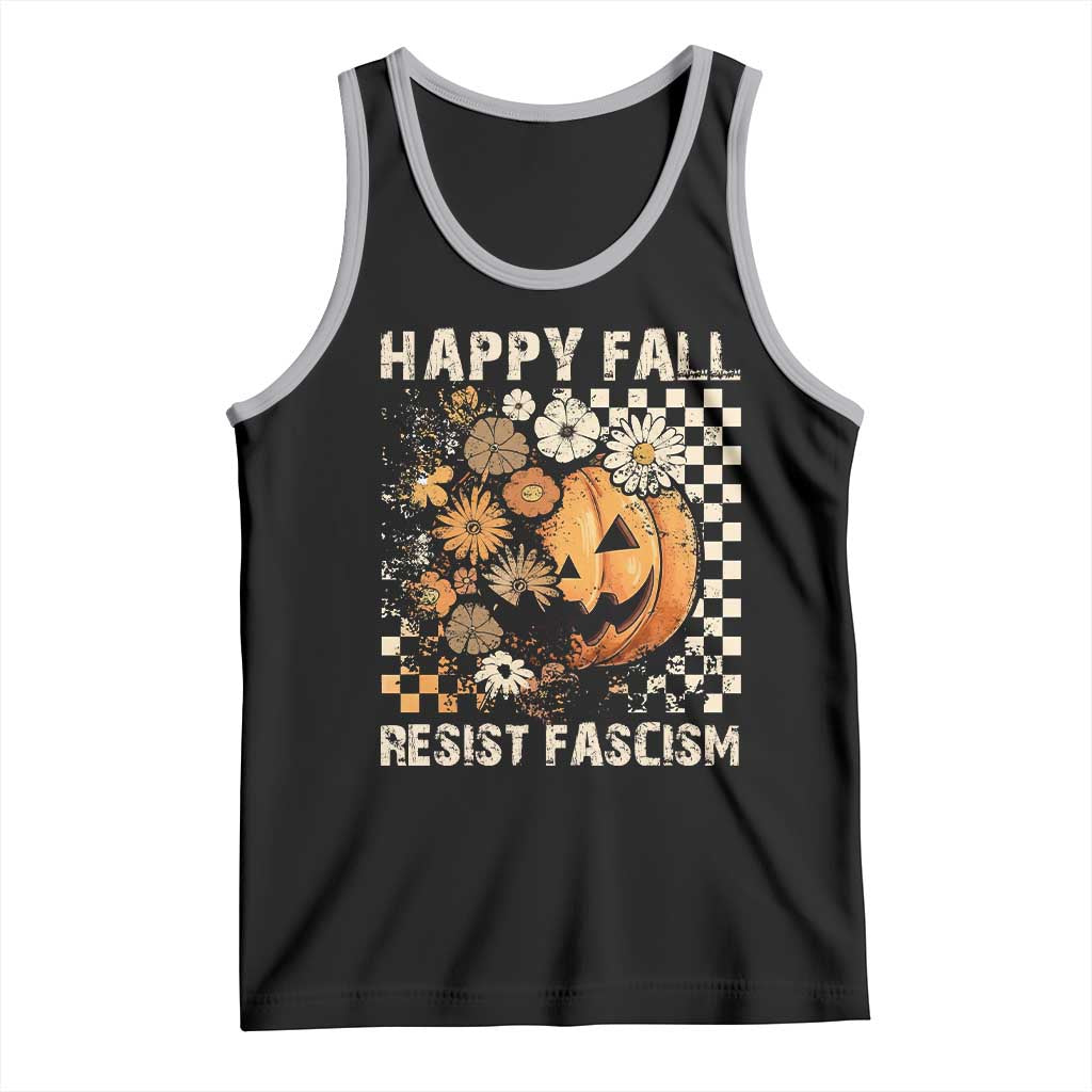 Happy Fall Resist Fascism Tank Top Halloween Fall Pumpkin - Wonder Print Shop