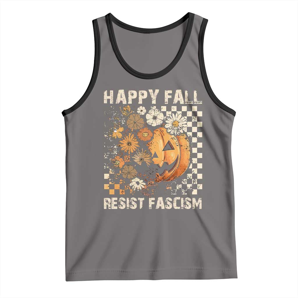 Happy Fall Resist Fascism Tank Top Halloween Fall Pumpkin - Wonder Print Shop