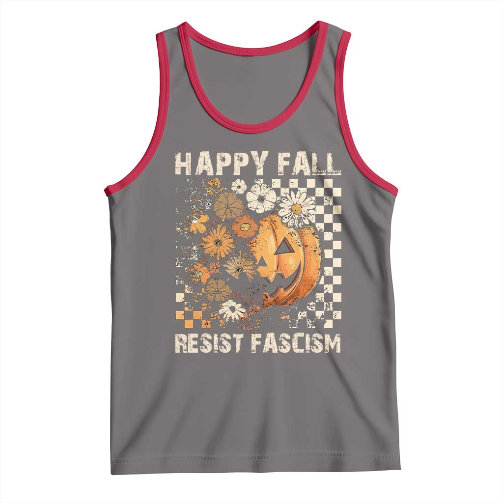 Happy Fall Resist Fascism Tank Top Halloween Fall Pumpkin - Wonder Print Shop