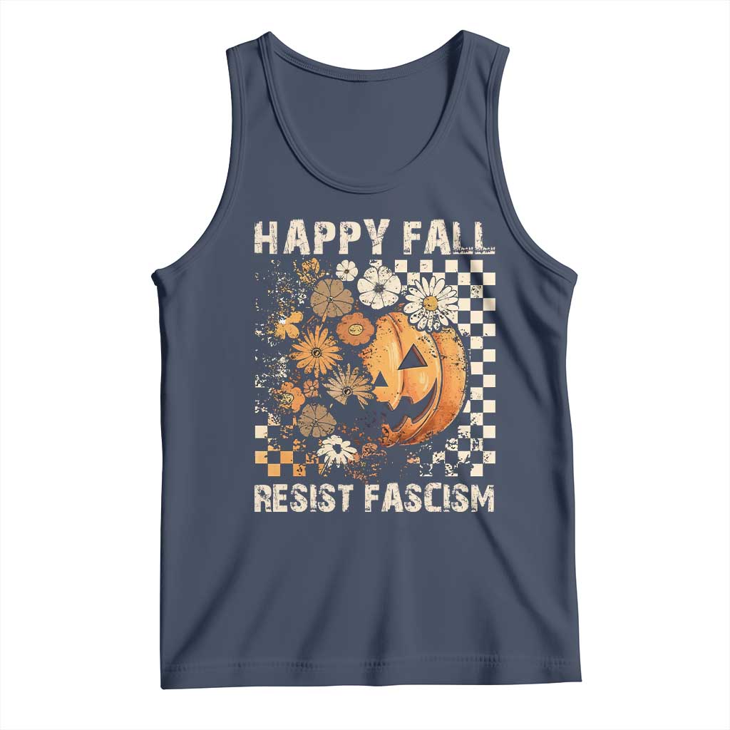 Happy Fall Resist Fascism Tank Top Halloween Fall Pumpkin - Wonder Print Shop