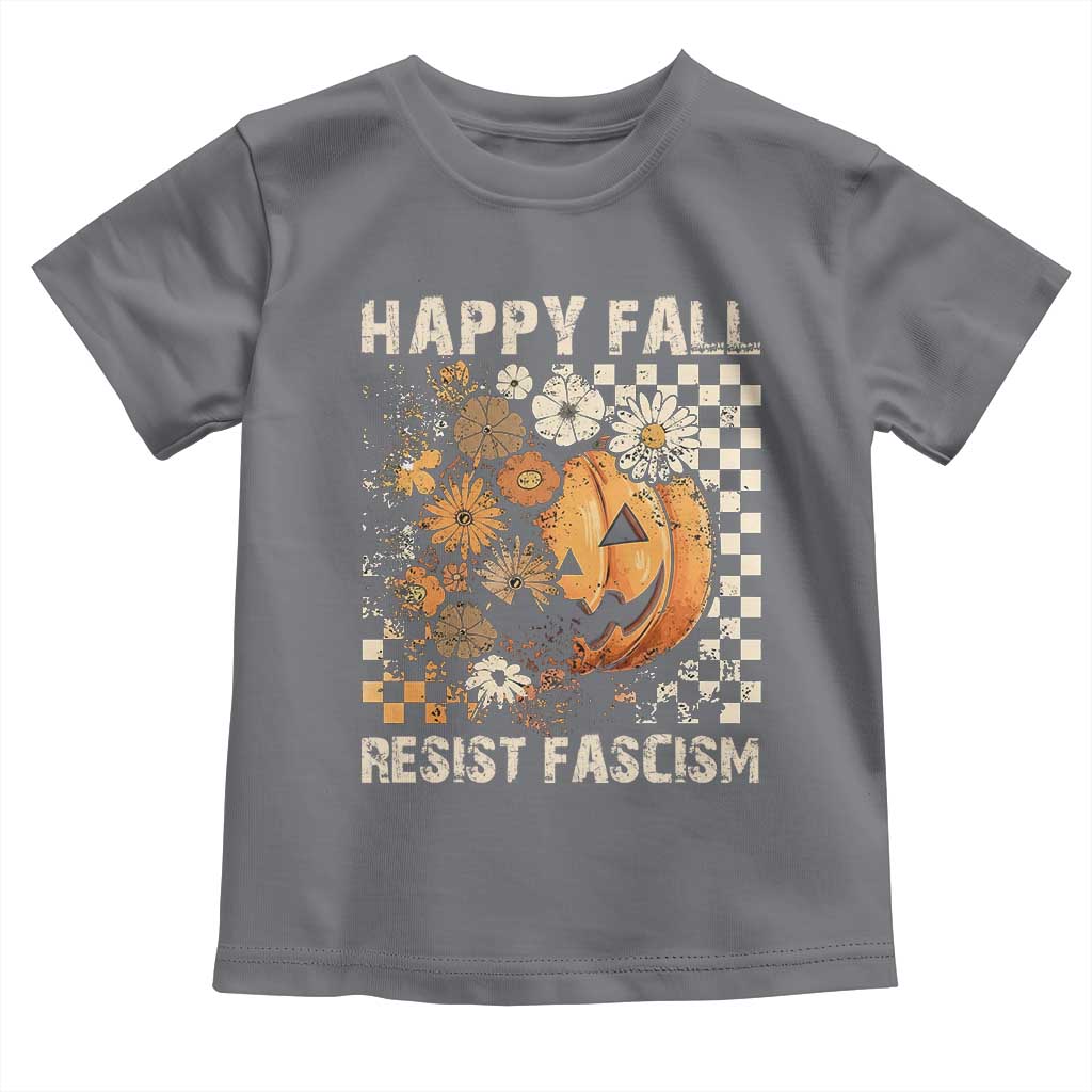 Happy Fall Resist Fascism Toddler T Shirt Halloween Fall Pumpkin - Wonder Print Shop