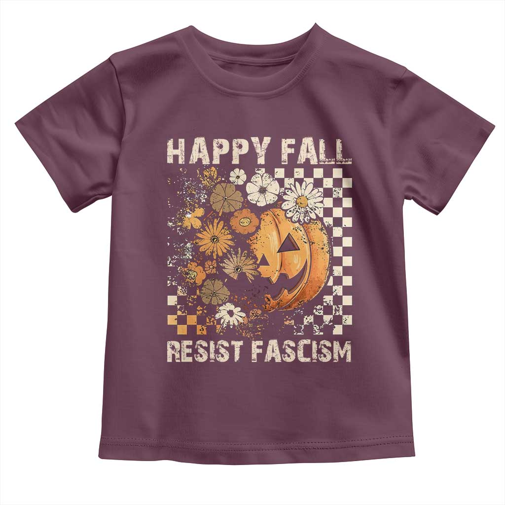 Happy Fall Resist Fascism Toddler T Shirt Halloween Fall Pumpkin - Wonder Print Shop
