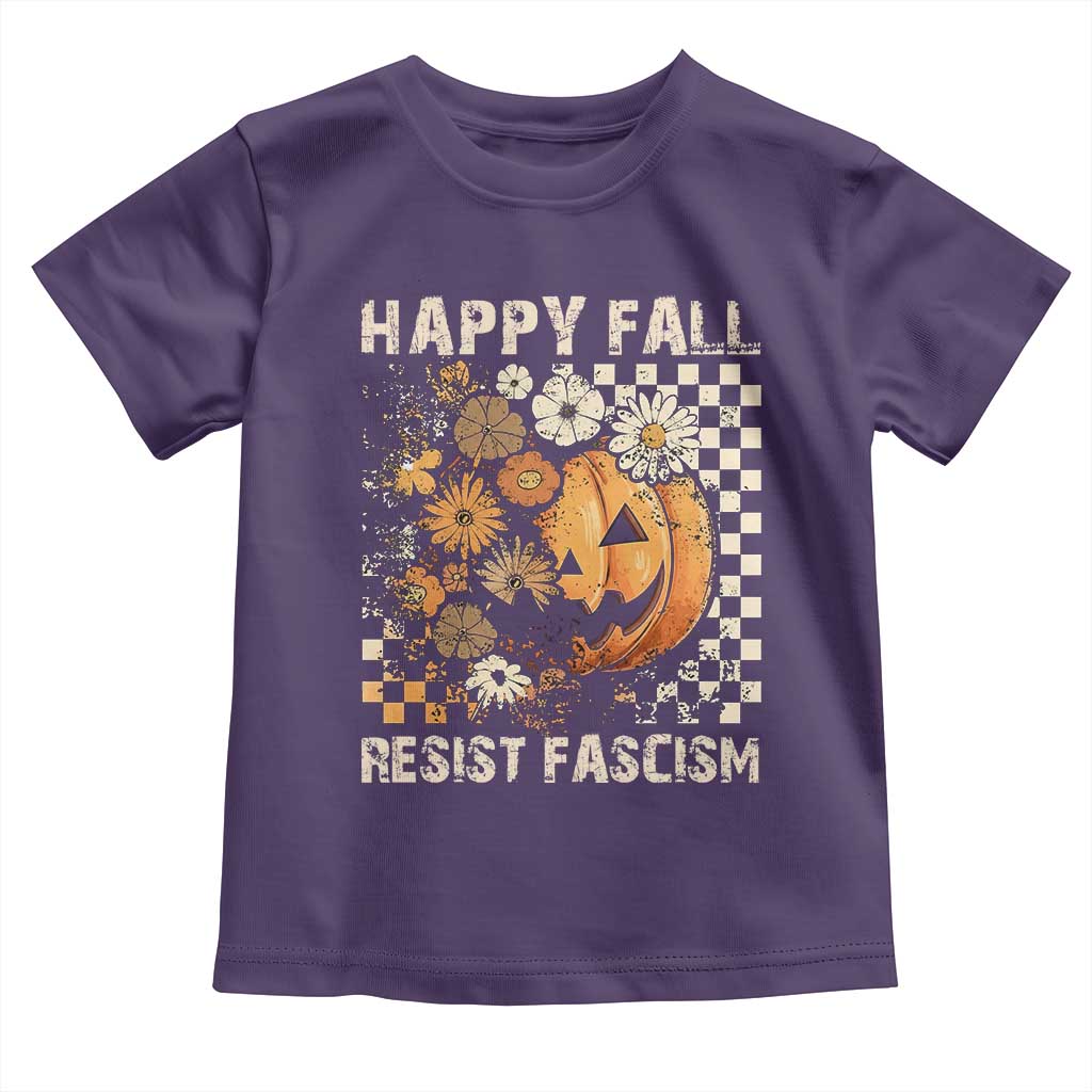 Happy Fall Resist Fascism Toddler T Shirt Halloween Fall Pumpkin - Wonder Print Shop
