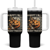 Happy Fall Resist Fascism Tumbler With Handle Halloween Fall Pumpkin - Wonder Print Shop