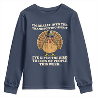 Funny Thanksgiving Turkey Youth Sweatshirt I Am Really Into The Thanksgiving Spirit I Have Given The Bird - Wonder Print Shop
