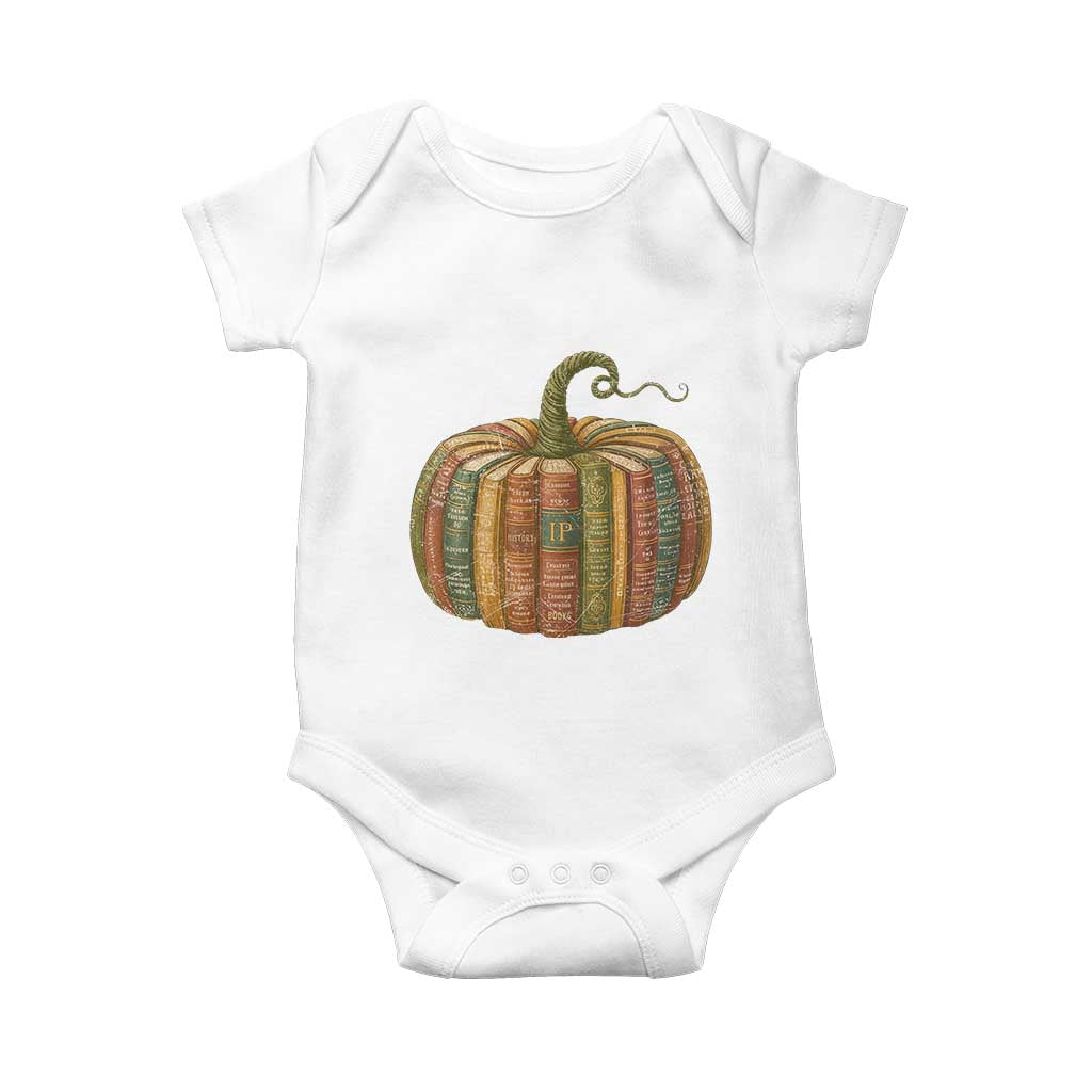 Book Pumpkin Autumn Fall Librarians Bookworm Teacher Baby Onesie - Wonder Print Shop