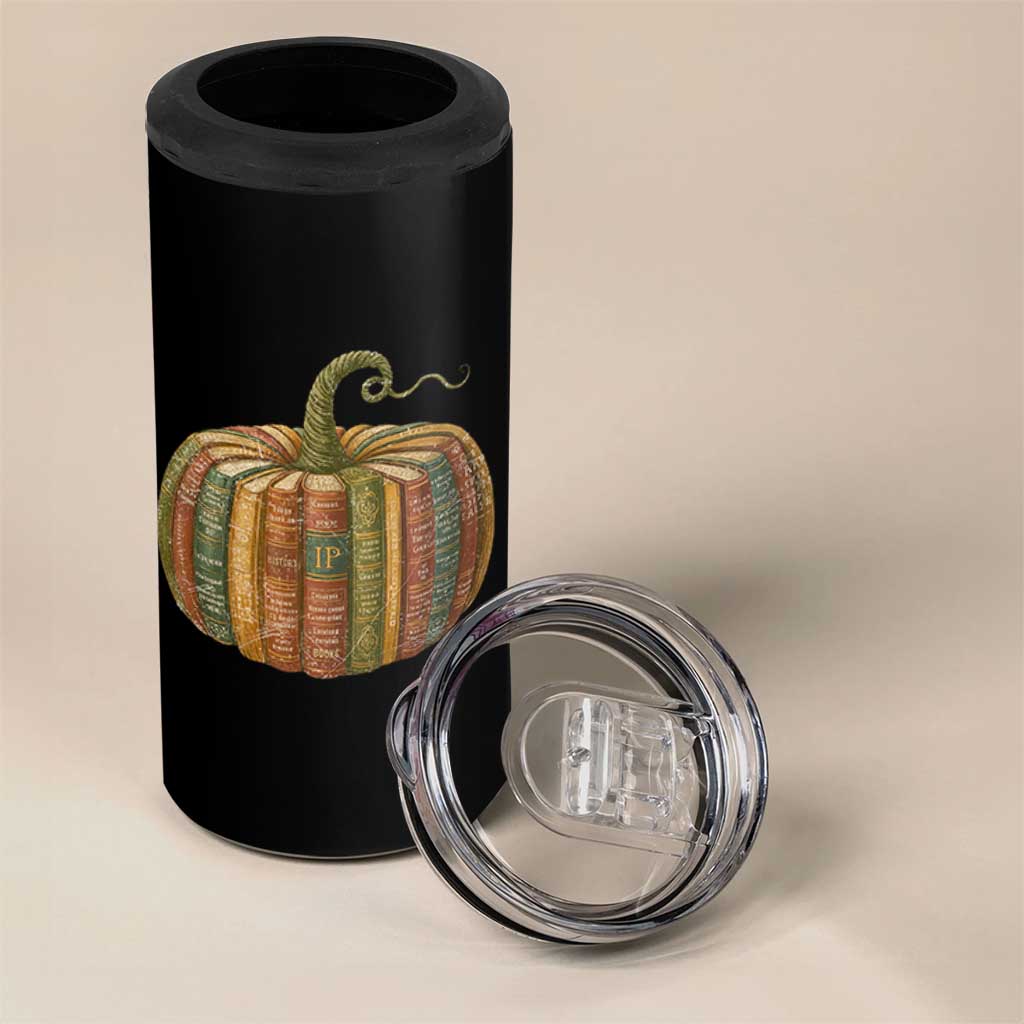 Book Pumpkin Autumn Fall Librarians Bookworm Teacher 4 in 1 Can Cooler Tumbler - Wonder Print Shop