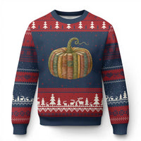 Book Pumpkin Autumn Fall Librarians Bookworm Teacher Ugly Christmas Sweater - Wonder Print Shop