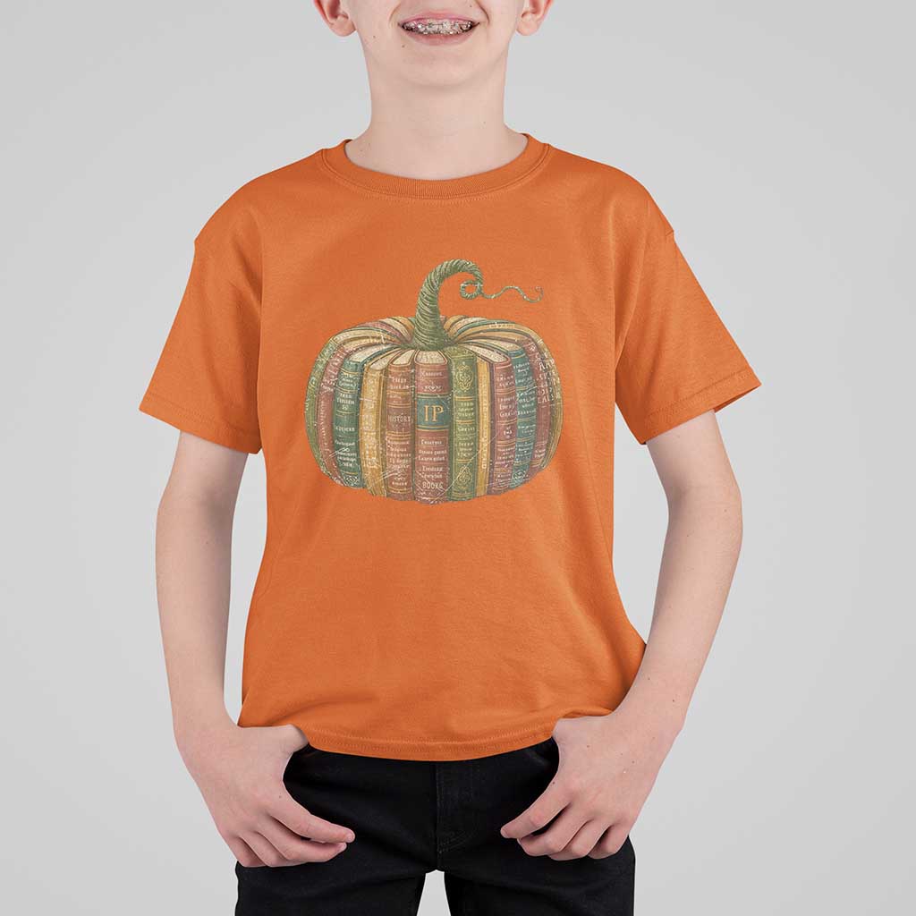 Book Pumpkin Autumn Fall Librarians Bookworm Teacher T Shirt For Kid - Wonder Print Shop