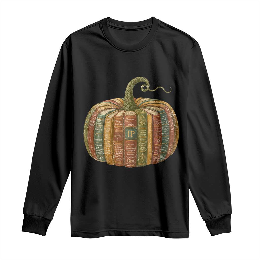 Book Pumpkin Autumn Fall Librarians Bookworm Teacher Long Sleeve Shirt - Wonder Print Shop