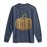 Book Pumpkin Autumn Fall Librarians Bookworm Teacher Long Sleeve Shirt - Wonder Print Shop