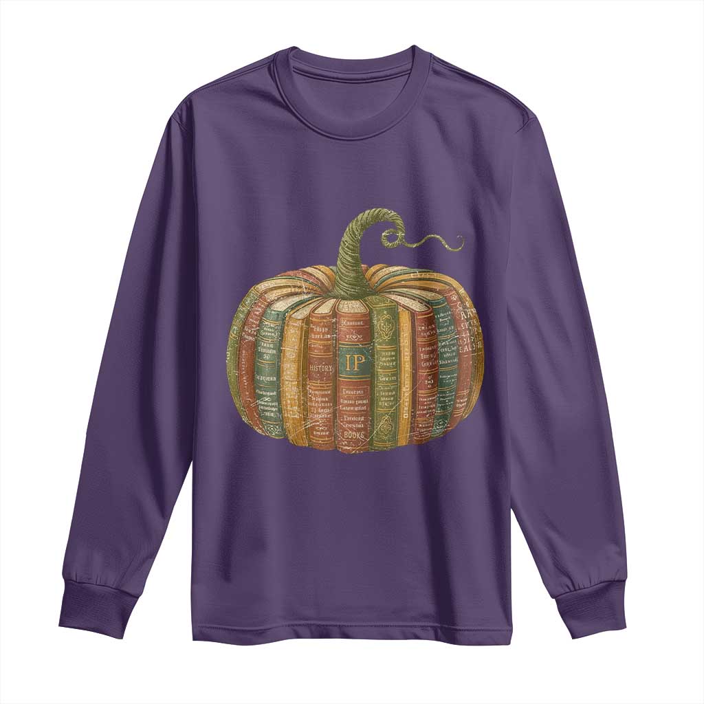 Book Pumpkin Autumn Fall Librarians Bookworm Teacher Long Sleeve Shirt - Wonder Print Shop