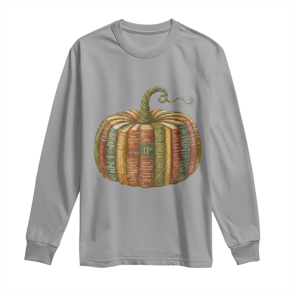 Book Pumpkin Autumn Fall Librarians Bookworm Teacher Long Sleeve Shirt - Wonder Print Shop