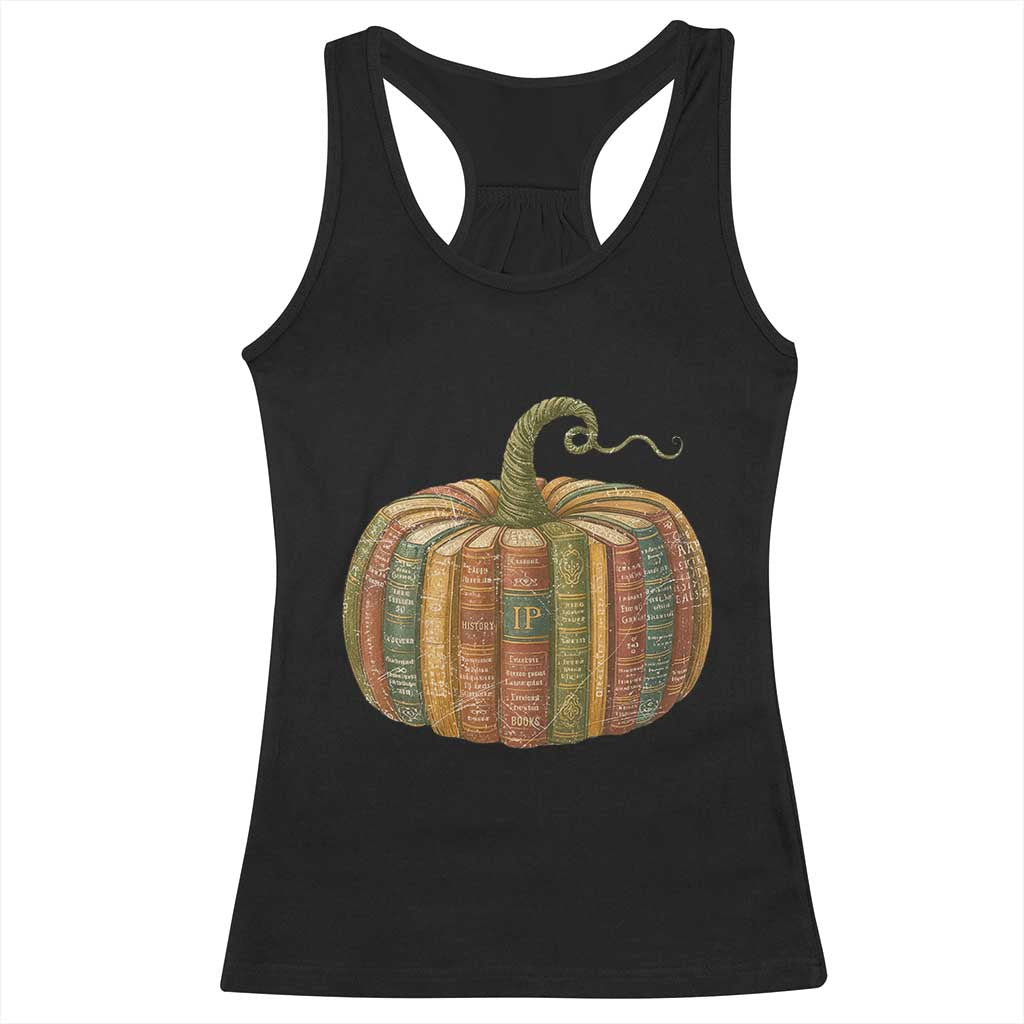 Book Pumpkin Autumn Fall Librarians Bookworm Teacher Racerback Tank Top - Wonder Print Shop