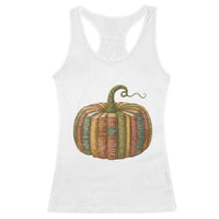 Book Pumpkin Autumn Fall Librarians Bookworm Teacher Racerback Tank Top - Wonder Print Shop