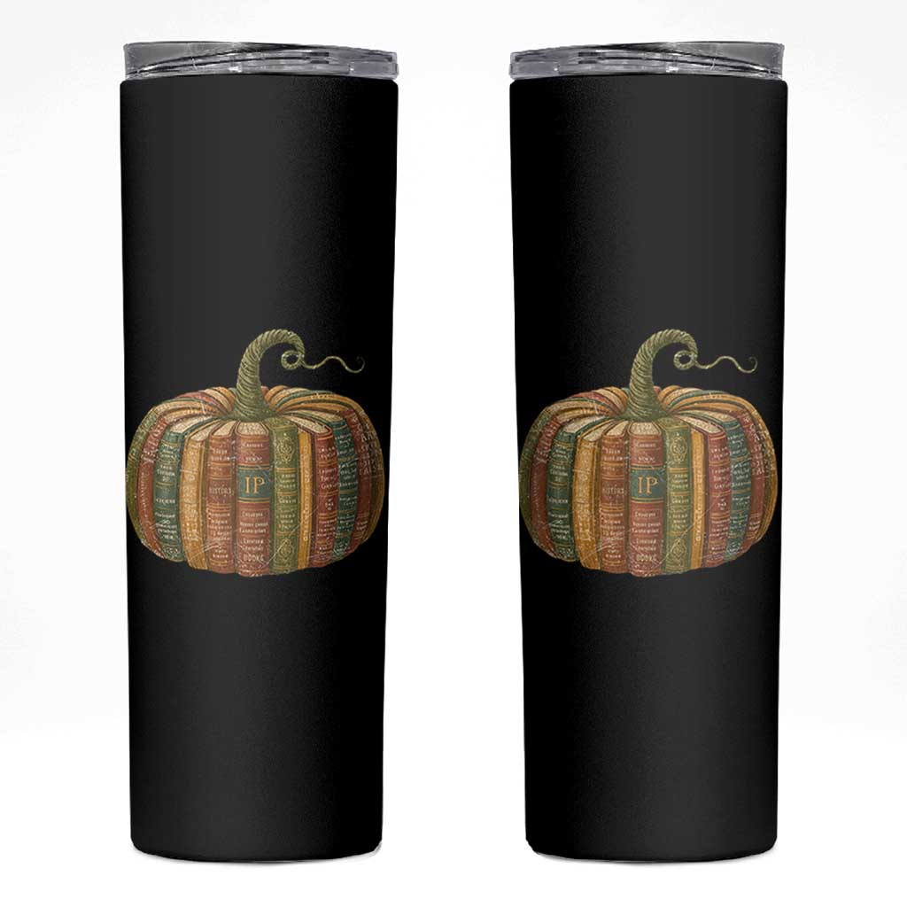Book Pumpkin Autumn Fall Librarians Bookworm Teacher Skinny Tumbler - Wonder Print Shop