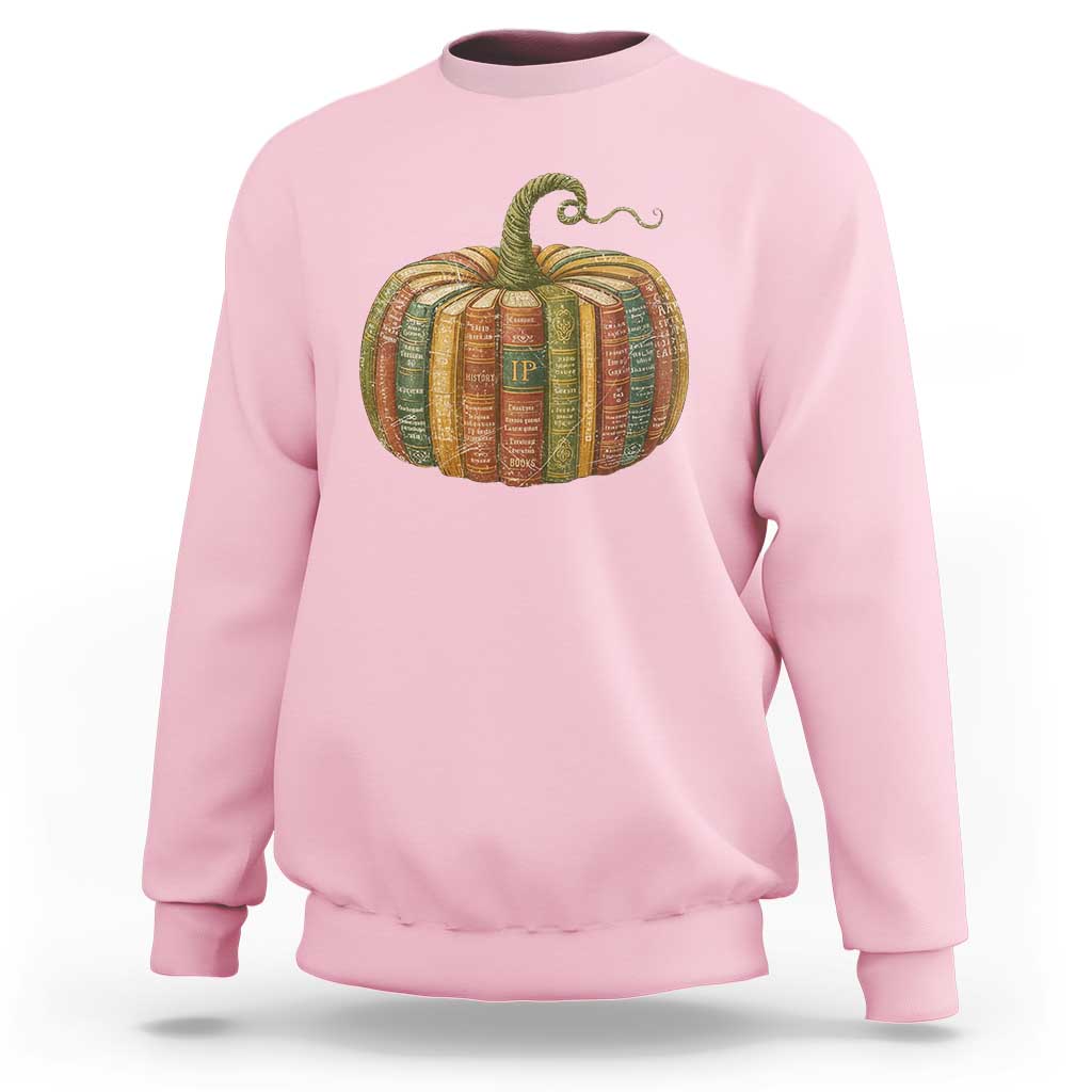 Book Pumpkin Autumn Fall Librarians Bookworm Teacher Sweatshirt - Wonder Print Shop