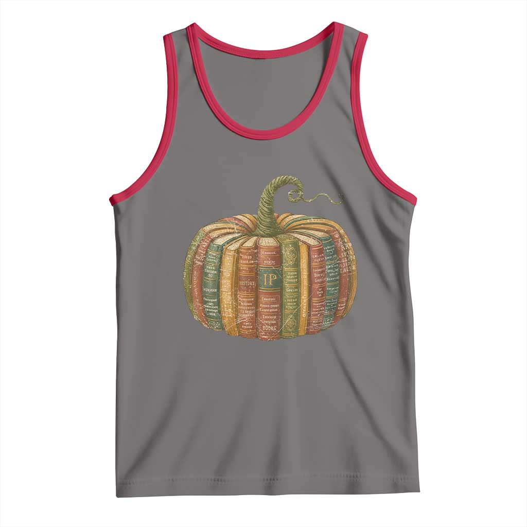 Book Pumpkin Autumn Fall Librarians Bookworm Teacher Tank Top - Wonder Print Shop