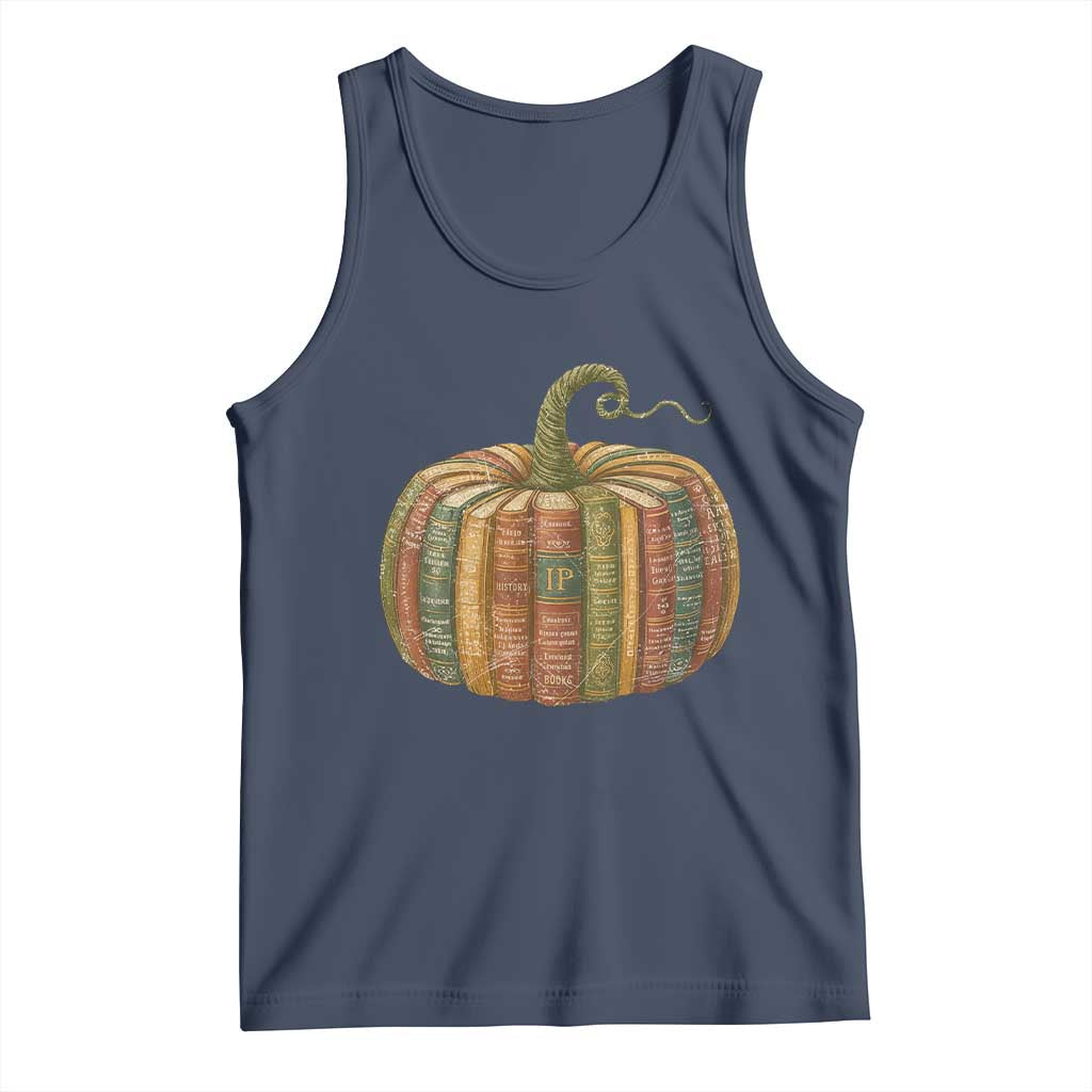 Book Pumpkin Autumn Fall Librarians Bookworm Teacher Tank Top - Wonder Print Shop