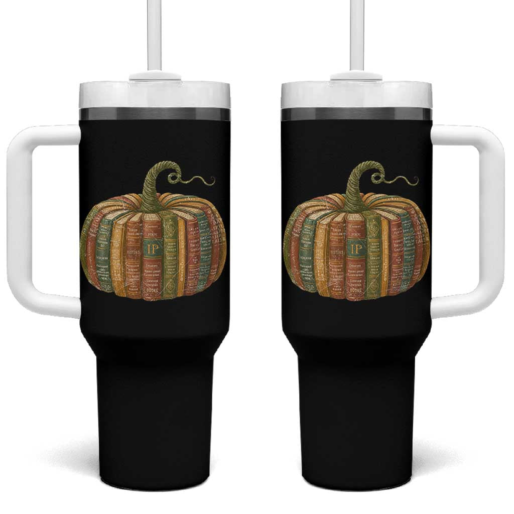 Book Pumpkin Autumn Fall Librarians Bookworm Teacher Tumbler With Handle - Wonder Print Shop