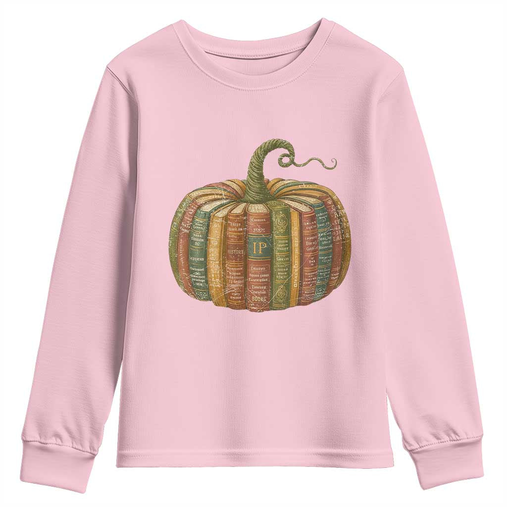 Book Pumpkin Autumn Fall Librarians Bookworm Teacher Youth Sweatshirt - Wonder Print Shop