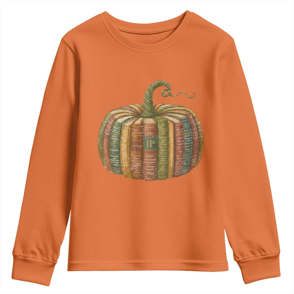 Book Pumpkin Autumn Fall Librarians Bookworm Teacher Youth Sweatshirt - Wonder Print Shop