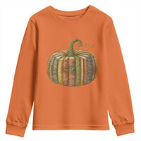 Book Pumpkin Autumn Fall Librarians Bookworm Teacher Youth Sweatshirt - Wonder Print Shop