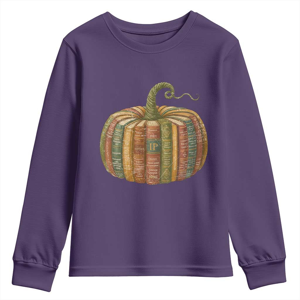 Book Pumpkin Autumn Fall Librarians Bookworm Teacher Youth Sweatshirt - Wonder Print Shop