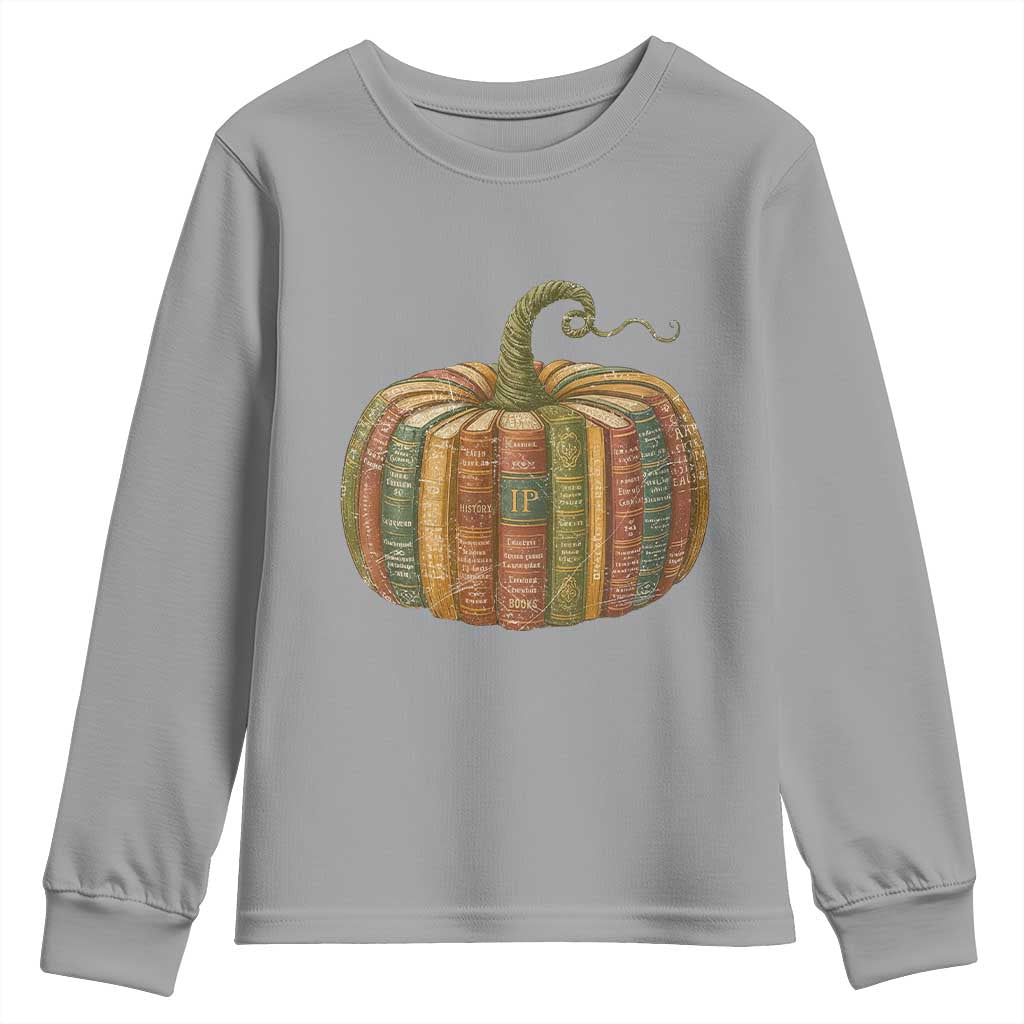 Book Pumpkin Autumn Fall Librarians Bookworm Teacher Youth Sweatshirt - Wonder Print Shop
