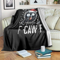 Funny F Caw F Christmas Crow Throw Blanket Santa Raven Xmas Holiday - Wonder Print Shop
